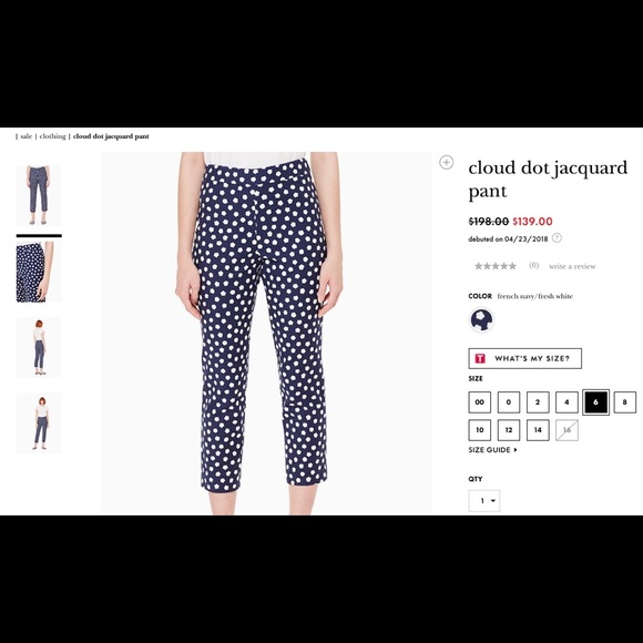 BNWT Kate Spade Cloud Dot Jacquard Pant - Picture 2 of 4